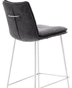 Set 2 scaune de bar rotative tapitate cu stofa si picioare metalice, Hampton Antracit / Crom, l45xA54xH110 cm