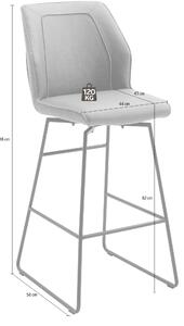 Set 2 scaune de bar rotative tapitate cu stofa si piele ecologica, cu picioare metalice, Aberdeen 2 Maro / Antracit, l46xA58xH116 cm