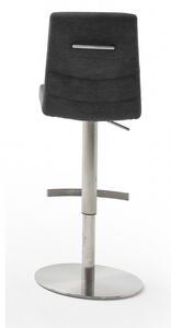 Scaun de bar rotativ tapitat cu stofa si picior metalic, Montera Antracit / Crom, l40xA55xH91-116 cm