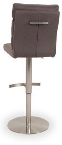 Scaun de bar rotativ tapitat cu stofa si picior metalic, Rabea Maro / Crom, l40xA58xH91-116 cm