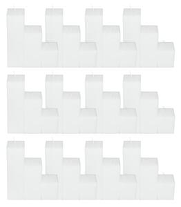 12 Seturi de 3 Lumanari albe Patrate H21,H14,H7cm