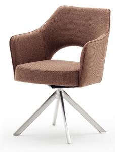 Set 2 scaune rotative tapitate cu stofa si picioare metalice, Tonala Ruginiu / Crom, l64xA61xH85 cm
