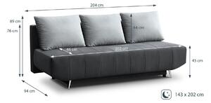 Canapea extensibila cu lada de depozitare Luna Grey 204x94 cm
