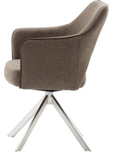 Set 2 scaune rotative tapitate cu stofa si picioare metalice, Tonala Capuccino / Crom, l64xA61xH85 cm