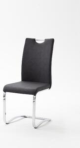Set 4 scaune tapitate cu piele ecologica si picioare metalice, Tia Antracit / Crom, l43xA57xH100 cm