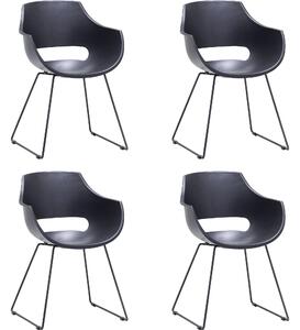 Set 4 scaune din plastic cu picioare metalice Rockville Skid Negru, l57xA58xH80 cm