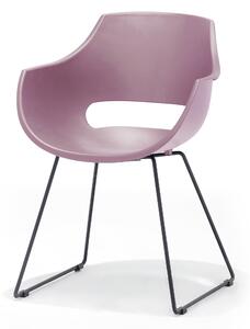 Set 4 scaune din plastic cu picioare metalice Rockville Skid Roz / Negru, l57xA58xH80 cm