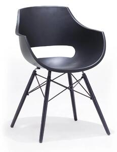 Set 4 scaune din plastic cu picioare de lemn Rockville Negru, l57xA58xH80 cm