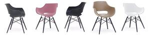 Set 4 scaune din plastic cu picioare de lemn Rockville Alb / Negru, l57xA58xH80 cm