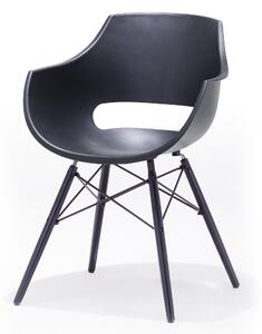 Set 4 scaune din plastic cu picioare de lemn Rockville Negru, l57xA58xH80 cm