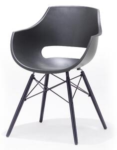 Set 4 scaune din plastic cu picioare de lemn Rockville Gri / Negru, l57xA58xH80 cm