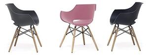 Set 4 scaune din plastic cu picioare de lemn Rockville Roz / Fag, l57xA58xH80 cm