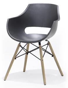 Set 4 scaune din plastic cu picioare de lemn Rockville Gri / Fag, l57xA58xH80 cm