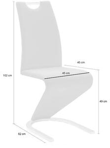 Set 2 scaune tapitate cu piele ecologica si picioare metalice, Amado Mustariu / Crom, l45xA62xH102 cm