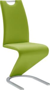 Set 2 scaune tapitate cu piele ecologica si picioare metalice, Amado Lime / Crom, l45xA62xH102 cm
