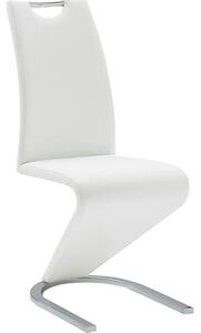 Set 2 scaune tapitate cu piele ecologica si picioare metalice, Amado Alb / Crom, l45xA62xH102 cm