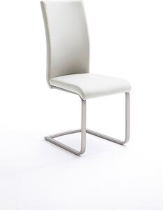 Set 4 scaune tapitate cu piele ecologica si picioare metalice, Paulo I Alb / Crom, l42xA58xH102 cm