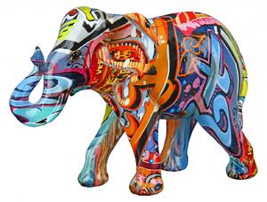 Set 2 figurine Elephant Street Art, Rasina, Multicolor, 23x17x10 cm