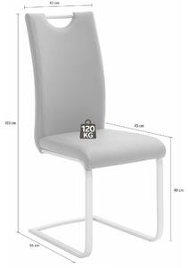 Set 4 scaune tapitate cu piele ecologica si picioare metalice, Paulo Griff Maro / Crom, l42xA55xH103 cm