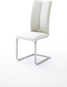 Set 4 scaune tapitate cu piele ecologica si picioare metalice, Paulo II Alb / Crom, l42xA61xH104 cm