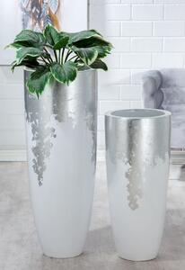 Vaza ghiveci KONUS, Fibra de sticla, alb argintiu, 100 x 39 cm