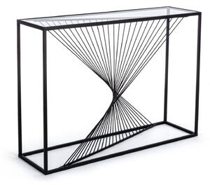 Consola Espiral, Otel Sticla, Negru, 107x30.5x79 cm
