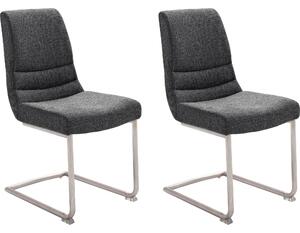 Set 2 scaune tapitate cu stofa si picioare metalice, Montera Swing Antracit / Crom, l45xA63xH90 cm