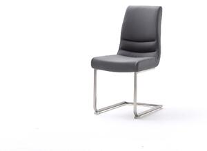 Set 2 scaune tapitate cu piele si picioare metalice, Montera Swing Gri / Crom, l45xA63xH90 cm