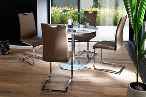 Set 4 scaune tapitate cu piele ecologica si picioare metalice, Koeln Maro / Crom, l43xA57xH100 cm