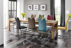 Set 4 scaune tapitate cu piele ecologica si picioare metalice, Koeln Bordeaux / Crom, l43xA57xH100 cm