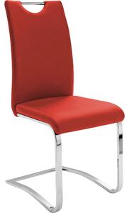 Set 4 scaune tapitate cu piele ecologica si picioare metalice, Koeln Rosu / Crom, l43xA57xH100 cm