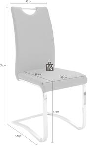 Set 4 scaune tapitate cu piele ecologica si picioare metalice, Koeln Alb / Crom, l43xA57xH100 cm