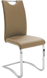 Set 4 scaune tapitate cu piele ecologica si picioare metalice, Koeln Capuccino / Crom, l43xA57xH100 cm