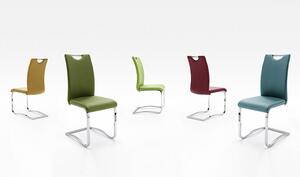 Set 4 scaune tapitate cu piele ecologica si picioare metalice, Koeln Petrol / Crom, l43xA57xH100 cm
