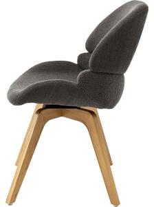 Set 2 scaune rotative tapitate cu stofa si picioare din lemn, Henderson Antracit / Stejar, l52xA65xH85 cm