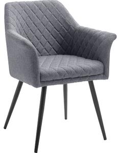 Set 2 scaune tapitate cu stofa si picioare metalice, Covina Gri / Negru, l62xA60xH82 cm