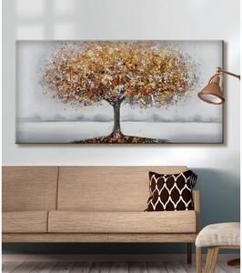 Tablou pictat manual Tree gold 60 x 120 cm