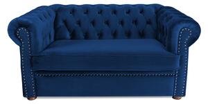 Canapea cu 2 locuri extensibila Chesterfield, albastru, 150x66x90 cm