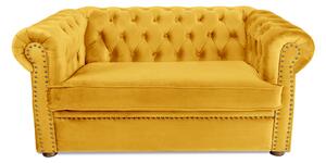 Canapea cu 2 locuri extensibila Chesterfield, galben, 150x66x90 cm
