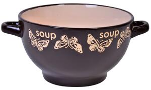 Set 4 Boluri Ceramice cu Manere pentru Servit Supa, 650 ML