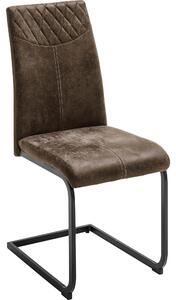 Set 4 scaune tapitate cu stofa si picioare metalice, Aosta Maro / Negru, l42xA59xH95 cm