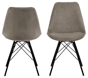 Set 2 scaune tapitate cu stofa si picioare metalice Eris Bej / Negru, l48,5xA54xH85,5 cm