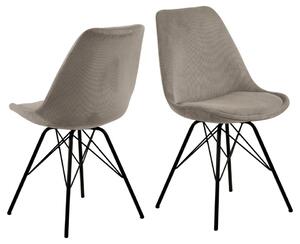 Set 2 scaune tapitate cu stofa si picioare metalice Eris Bej / Negru, l48,5xA54xH85,5 cm