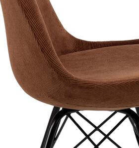 Set 2 scaune tapitate cu stofa si picioare metalice Eris Cupru / Negru, l48,5xA54xH85,5 cm