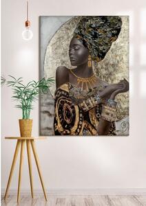 Tablou African Lady, Panza Lemn, Multicolor, 90x3.6x120 cm