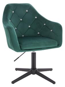 HR830CCROSS Scaun Verde Catifea cu Bază Neagră