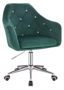 HR830CK Scaun Verde Catifea cu Bază Cromata