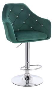 HR830CW Scaun Verde Catifea cu Bază Cromata