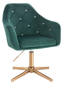 HR830CCROSS Scaun Verde Catifea cu Bază Aurie