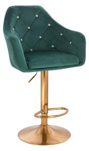 HR830CW Scaun Catifea Verde cu Bază Aurie